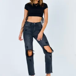 Princess Polly Erissa Knee Rip Jeans Washed Black Denim 9 Princess Polly Erissa Knee Rip Jeans Washed Black Denim -Cheap Clothifyx Store 2 341534af 0dae 4be5 910c 396aba442c1a