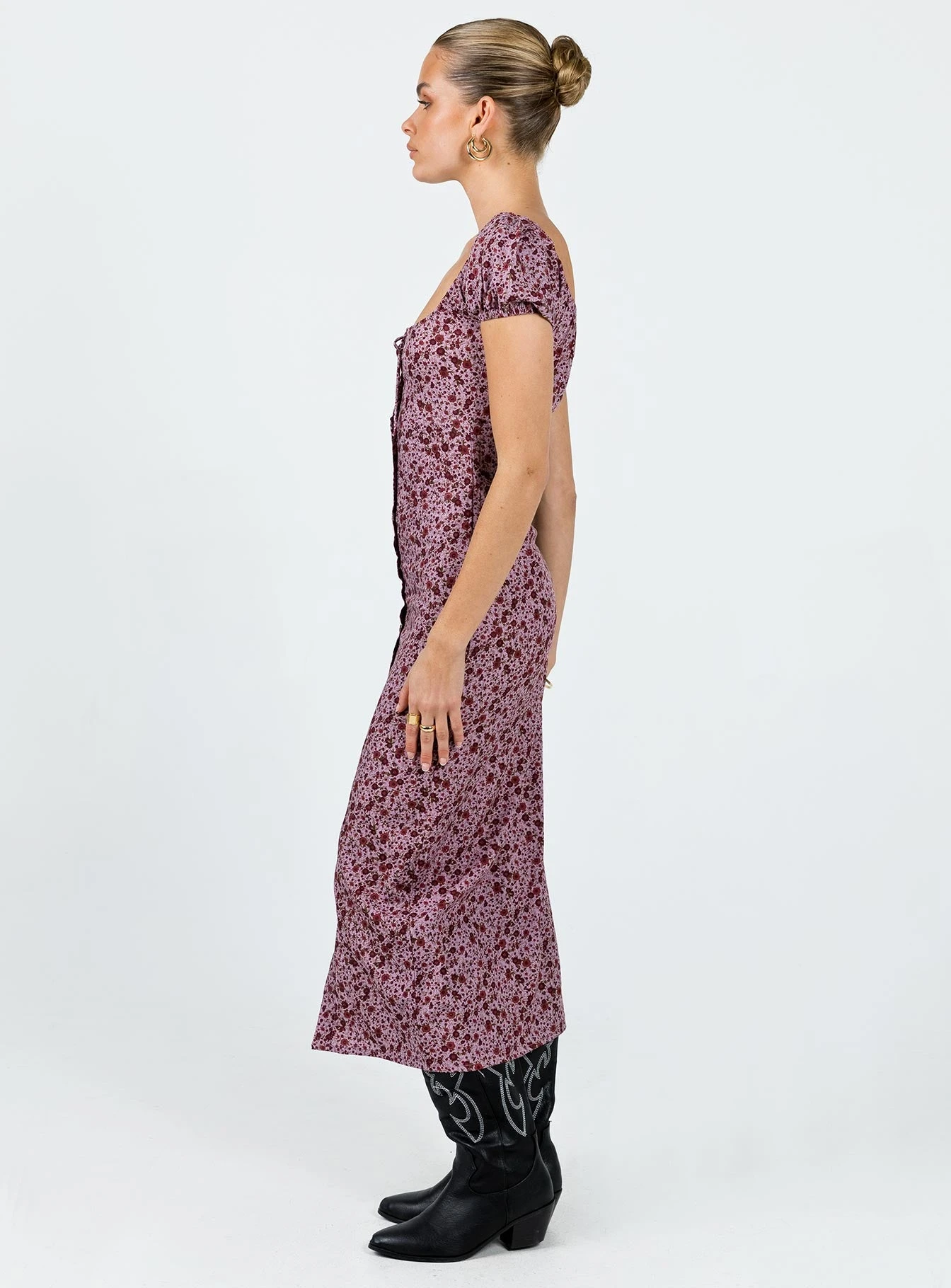 Motel Larson Dress 90s Floral Burgundy 5 Motel Larson Dress 90s Floral Burgundy - Image 3