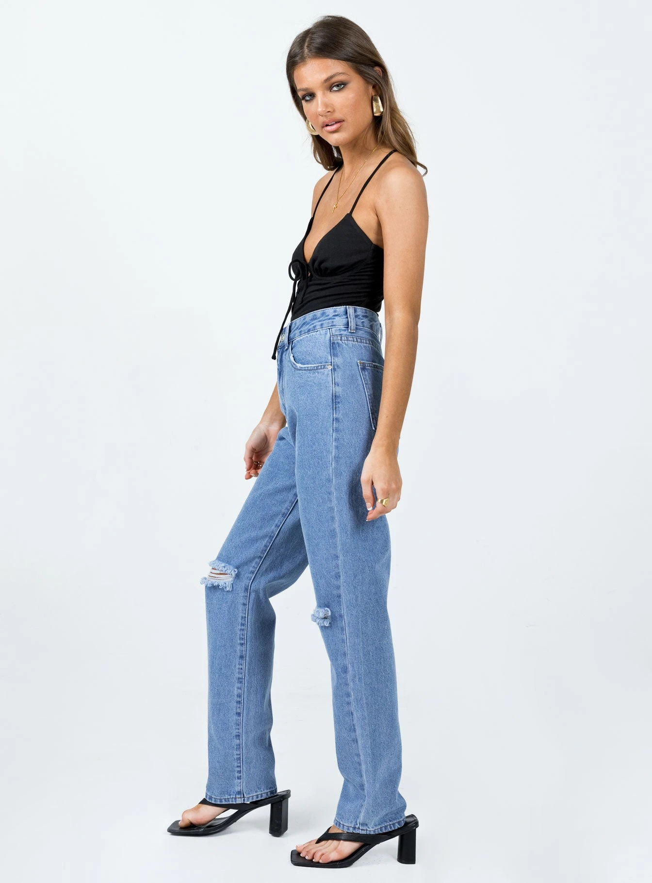 Princess Polly I'm Fine Mom Jeans Mid Wash Denim 5 Princess Polly I'm Fine Mom Jeans Mid Wash Denim - Image 3