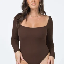 Princess Polly Charlotte Bodysuit Brown -Cheap Clothifyx Store 3 184