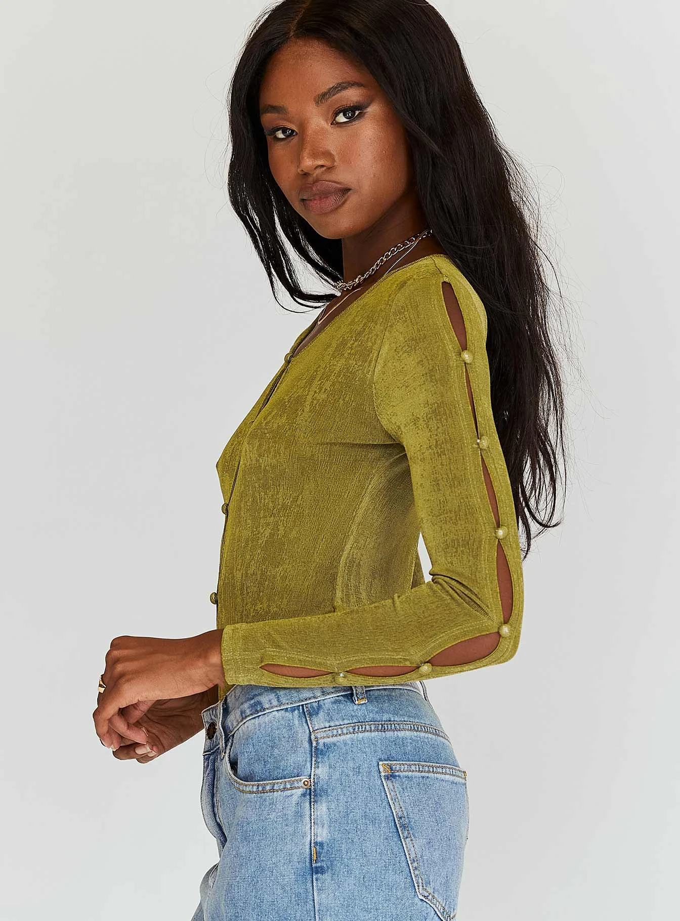 Princess Polly Gianna Long Sleeve Bodysuit Green 5 Princess Polly Gianna Long Sleeve Bodysuit Green - Image 3