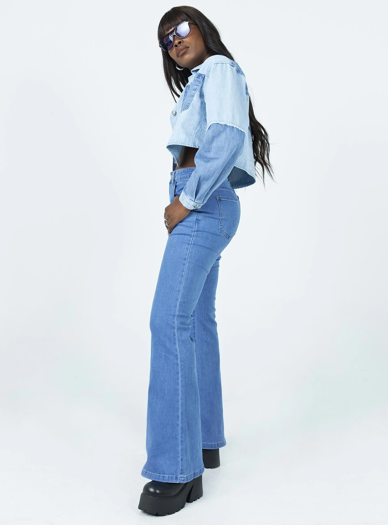 Princess Polly Highline Flare Jeans 6 Princess Polly Highline Flare Jeans - Image 4