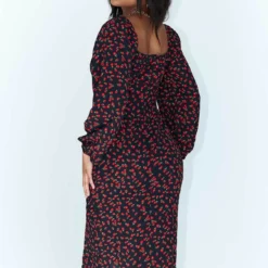 Princess Polly Ezra Long Sleeve Midi Dress Black / Red 9 Princess Polly Ezra Long Sleeve Midi Dress Black / Red -Cheap Clothifyx Store 4 modelinfo jasmin us2 3