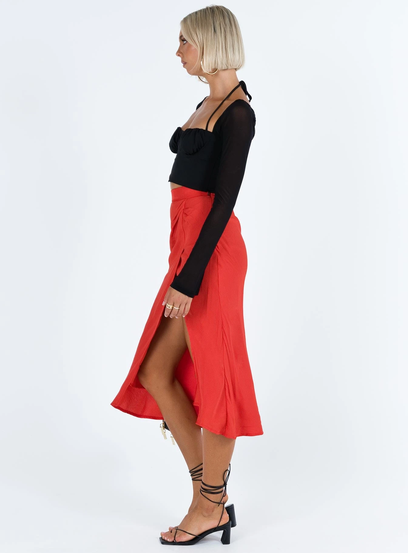 Princess Polly Mabel Midi Skirt Red 6 Princess Polly Mabel Midi Skirt Red - Image 4