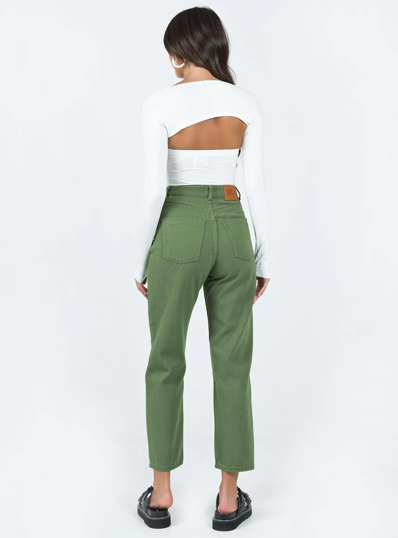 Princess Polly Leta Straight Leg Denim Jeans Khaki 6 Princess Polly Leta Straight Leg Denim Jeans Khaki - Image 4