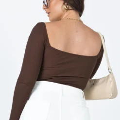 Princess Polly Charlotte Bodysuit Brown -Cheap Clothifyx Store 4 157