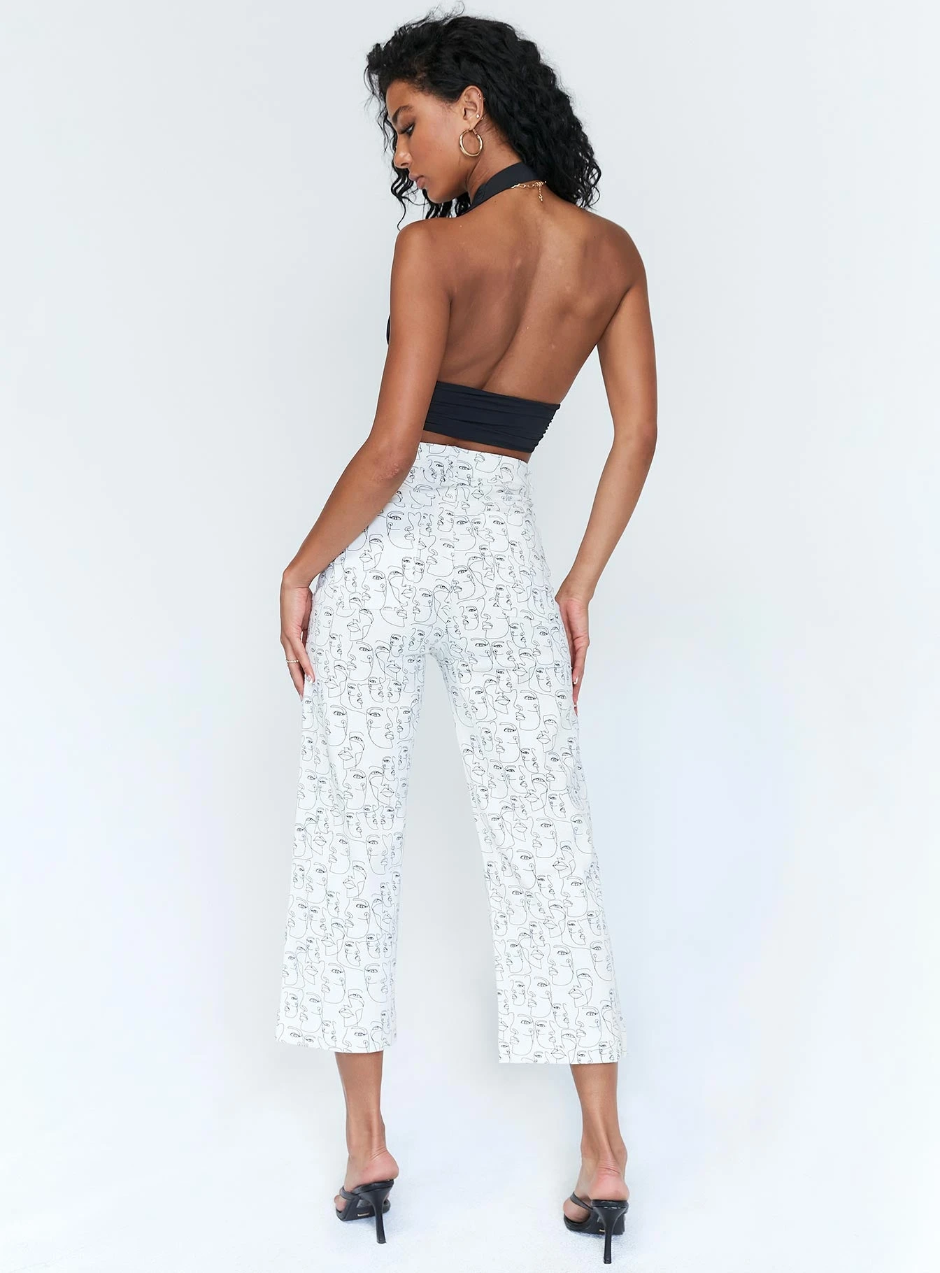 Princess Polly Nelly Wide Leg Face Print Pants White 7 Princess Polly Nelly Wide Leg Face Print Pants White - Image 5