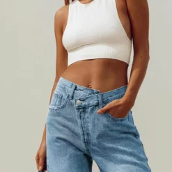 Princess Polly Holly Asymmetric Straight Leg Jean Light Wash Denim -Cheap Clothifyx Store 7 c02b0112 aad2 4c4d 90ee 798e5d9ffcbb