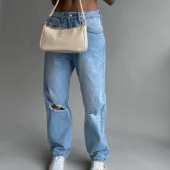 Princess Polly Fairmount Straight Leg Jean Light Wash Denim